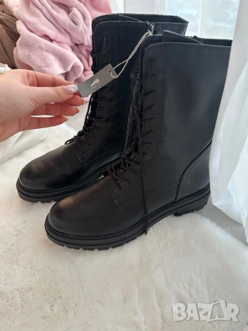 Marco Tozzi естествена кожа черно боти