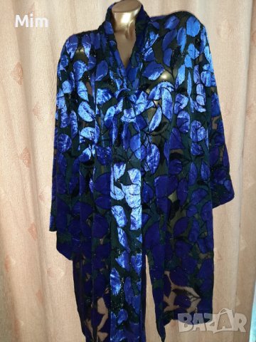 XL/XXL Черен халат на релефни лилави листа , снимка 8 - Нощници - 39857169