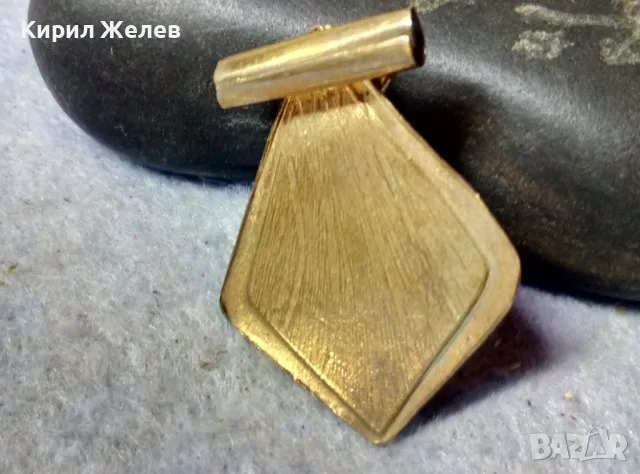 СТАР РОМБОИДЕН АР ДЕКО ПОЗЛАТЕН МЕДЕН ПЕНДАНТ с ЮВЕЛИРНО ФАСЕТИРАН ОБСИДИАН 48803, снимка 5 - Антикварни и старинни предмети - 48818737