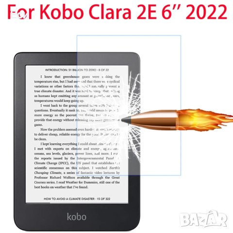 Стъклен протектор за екран за четец Kobo Clara 2E 6"  2022 - 9H, снимка 1 - Електронни четци - 43766043