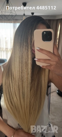 100% естествена коса на кератинови кичури!Балеаж,платинено русо!