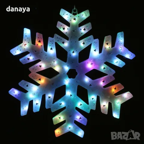 5457 Светеща коледна фигура Снежинка с преливащи LED свeтлини, 40 см, снимка 3 - Декорация за дома - 47965509
