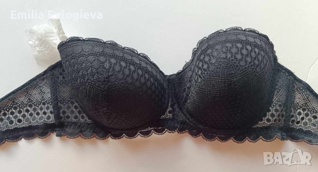 Сутиен черен дантелен 95D без презрамки / с добавени 