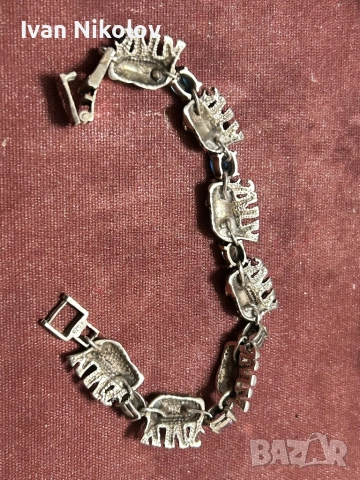 Дамска сребърна гривна “Слончета”, снимка 4 - Гривни - 52851069