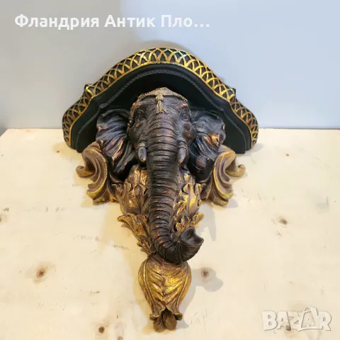 Декоративна стенна конзола "Слон" с антично излъчване, снимка 6 - Декорация за дома - 48389656