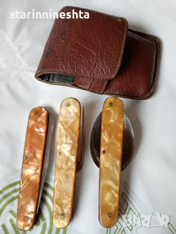 Ретро Винтидж ДИП Петко Денев джобен комплект нож ножка ножче виличка лъжичка , снимка 4 - Антикварни и старинни предмети - 48928603