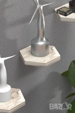 Рафтчета за стена/Комплект от 3 шестоъгълни етажерки за стена 5 цвята, снимка 8 - Етажерки - 52305084