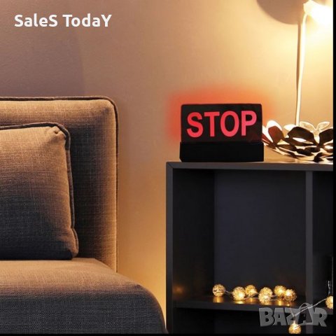 Светеща табела, Лампа с надпис "СТОП" - Stop, Светеща табела, червена, 18х3х12см, снимка 2 - Лед осветление - 43951516