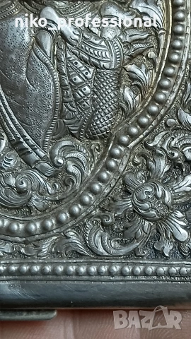 Сребърна табакера с индийски мотиви , снимка 3 - Други ценни предмети - 53456012