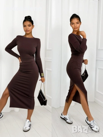 Дамски комплект Paola: миди пола и блуза с дълги ръкави, 6цвята , снимка 12 - Комплекти - 52279179