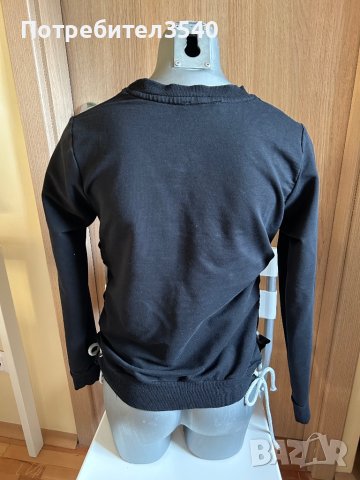 Дамска черна блуза с връзки, снимка 8 - Блузи с дълъг ръкав и пуловери - 43076179