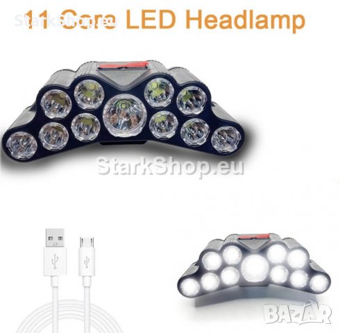 Moщен челник с 11 LED диода и USB, снимка 8 - Други - 38418343