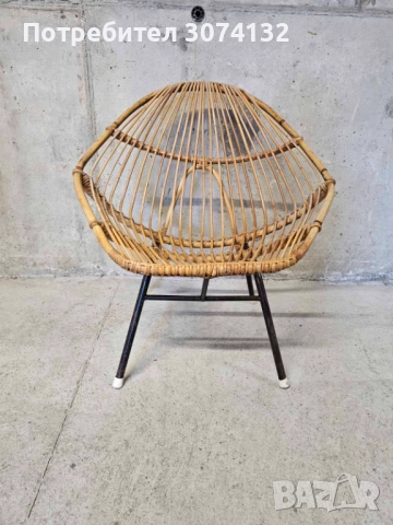 Скандинавско кресло от естествен ратан, снимка 2 - Дивани и мека мебел - 52147277