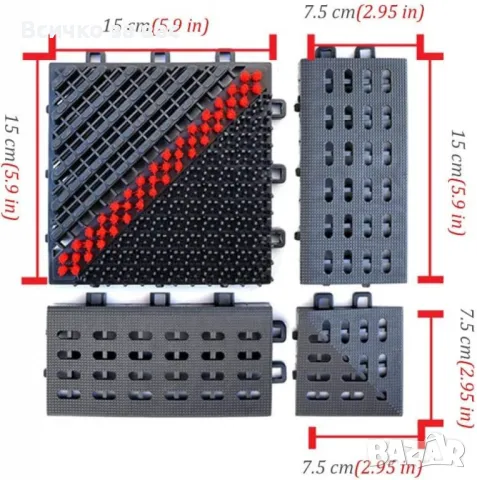 Нехлъзгаща се подложка за врата с модерен дизайн и червен акцент, снимка 1