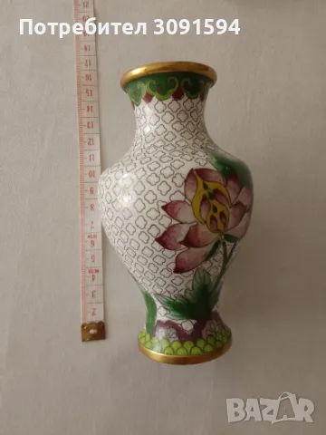 медна ваза Cloisonne - клозоне, клетъчен емайл., снимка 8 - Антикварни и старинни предмети - 47834680