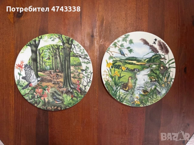 Стари английски колекционерски чинии в горска приказна тематика , снимка 3 - Други ценни предмети - 53563817