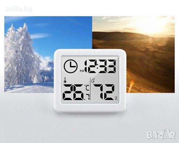 Хигрометър и термометър стаята с часовник и голям LCD екран дигитален за измерване на температура вл, снимка 3 - Друга електроника - 36629831