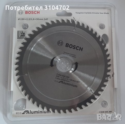 BOSCH Циркулярен диск за алуминий, MDF ф190х20, 54 зъба, снимка 1