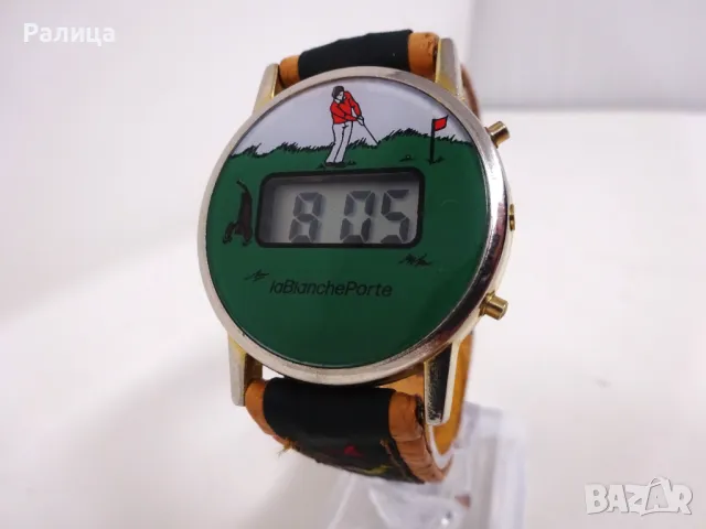 Електронен часовник с каишка от естествена кожа, снимка 3 - Мъжки - 47427675