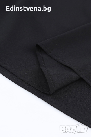 Дамска блуза в черен цвят с дълъг ръкав и ефектно завръзване при рамото, снимка 5 - Блузи с дълъг ръкав и пуловери - 44843732