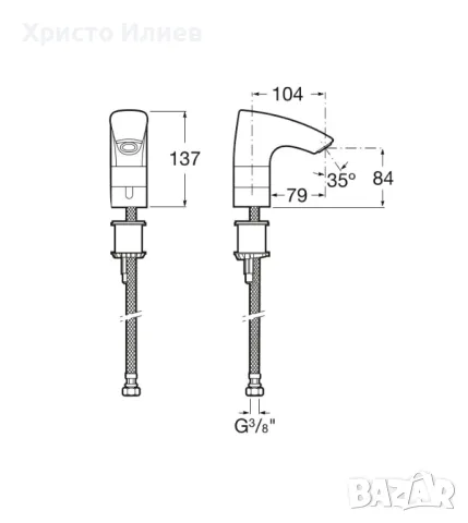 Смесител за мивка ROCA M3 със сензор Електронна батерия за умивалник за вода с постоянна температурa, снимка 3 - Мивки - 47278154
