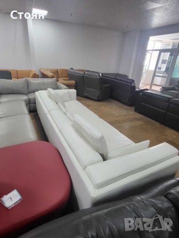 Бял кожен диван четворка, снимка 4 - Дивани и мека мебел - 39954967