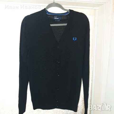 Fred Perry  жилетка с копчета от мериносова вълна размер S, снимка 5 - Пуловери - 43869686