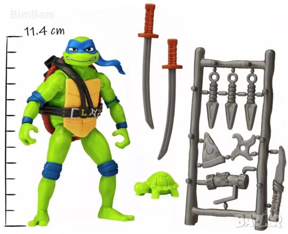 Оригинална eкшън фигурка Костенурките Нинджа TMNT Mutant Mayhem - LEONARDO / Леонардо, снимка 2 - Фигурки - 43895653