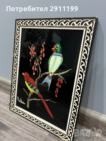 Стъклена картина с птици, комплект от 2бр., снимка 4 - Картини - 53395933