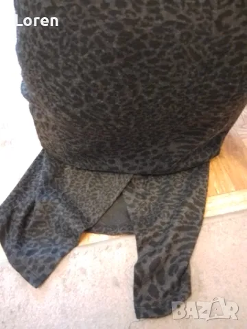 Рокля сиво и черно в пантерен десен с цепка отзад, снимка 8 - Рокли - 48141492