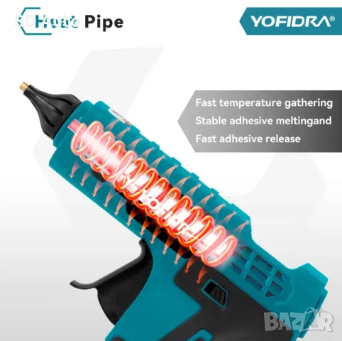 Пистолет за топъл силикон YOFIDRA  с 2 батерии, снимка 3 - Други инструменти - 48479919