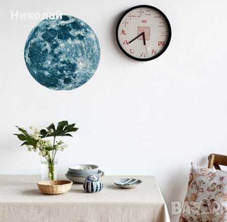 Светещ стикер Луна 20 см. фосфорен , луминисцентен стикер , светеща луна , декорация за бебе дете, снимка 2 - Други - 27779267