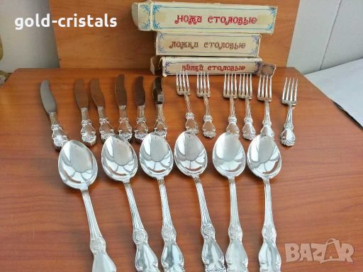 Руски посребрени прибори ножове лъжици и вилици , снимка 11 - Антикварни и старинни предмети - 28485934