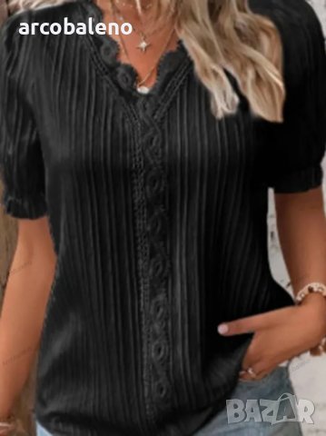 Нова лятна празнична дамска риза с къс ръкав, 6цвята, снимка 7 - Ризи - 40781296