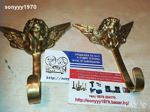 ангели златни ангели 2бр мед/месинг от швеция 0706212040, снимка 2 - Антикварни и старинни предмети - 33139151