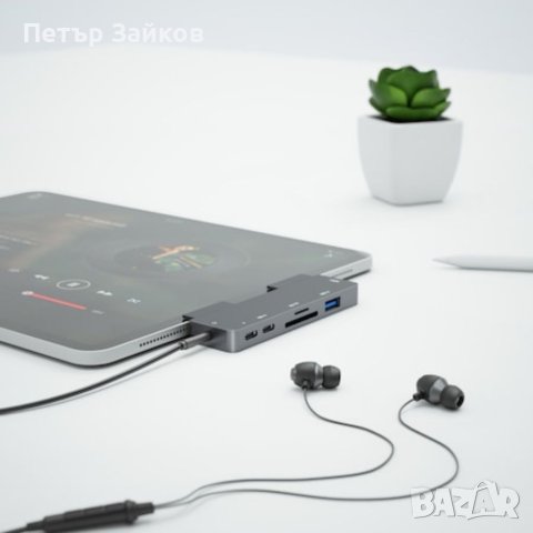 Адаптер IKATAK 7 в 1, USB-C към HDMI 4k 30HZ, 1 x USB3.0, аудио, SD, TF, 2 x USB-C, снимка 2 - Друга електроника - 40850207