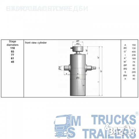 ХИДРАВЛИЧЕН ЦИЛИНДЪР HYVA ULB-110-5-1040-K169-40-1/2"-F-HC, снимка 2 - Части - 36627171