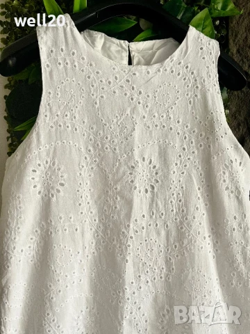 Лятна бяла рокля, рязана бродерия, снимка 2 - Рокли - 51004940