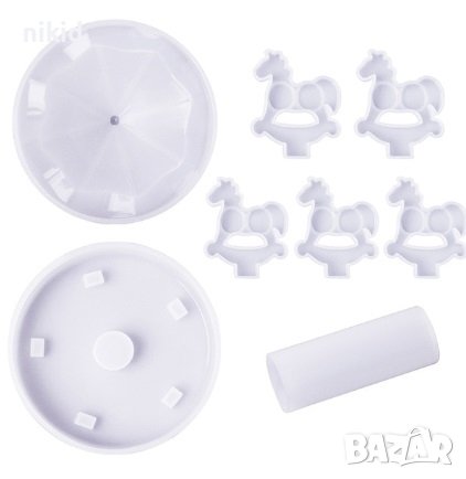 3D Въртележка Карусел и кончета конче силиконов молд форма смола гипс декор, снимка 5 - Форми - 38094643