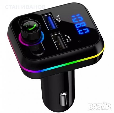  Авто FM трансмитер Pixlink BT-M34, Bluetooth 5.0, Handsfree, RGB, LED дисплей, 2 x USB, 12V-24V, снимка 2 - Радиокасетофони, транзистори - 37995393