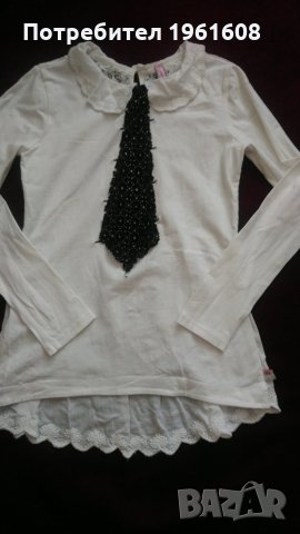 Бяла ефектна блуза за момиче , снимка 1 - Детски Блузи и туники - 26557196