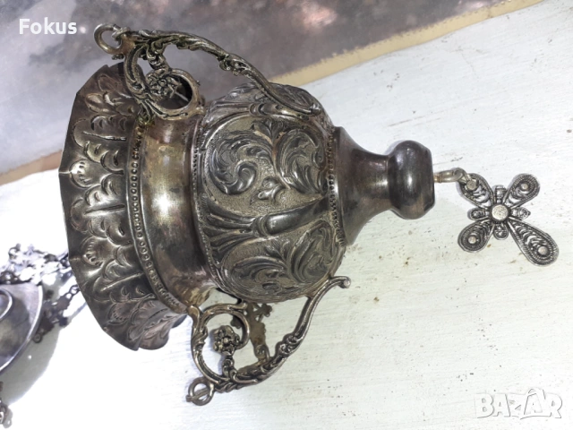 Уникално сребърно кандило религия кръст, снимка 2 - Антикварни и старинни предмети - 53363963