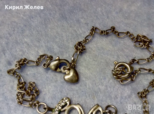 LOVE Стара РОМАНТИЧНА ПОСРЕБРЕНА ГРИВНА За ГЛЕЗЕН КАРТИЕ ПЛЕТКА от БЛАГОРОДНА СТОМАНА сЦИРКОНИ 26910, снимка 9 - Гривни - 50528694