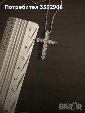 Сребърен синджир с кръст  , снимка 3 - Колиета, медальони, синджири - 53054443