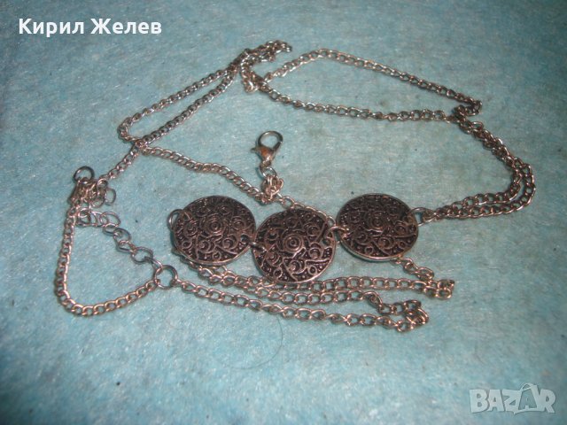 СРЕБРИСТА ЕТНО-СТИЛ ОГЪРЛИЦА 27164, снимка 2 - Колиета, медальони, синджири - 35009771