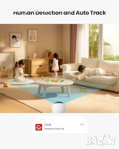 Нова ZOSI Камера за вътрешно наблюдение 360°, бебе/домашен любимец мониторинг, снимка 3 - IP камери - 47849132