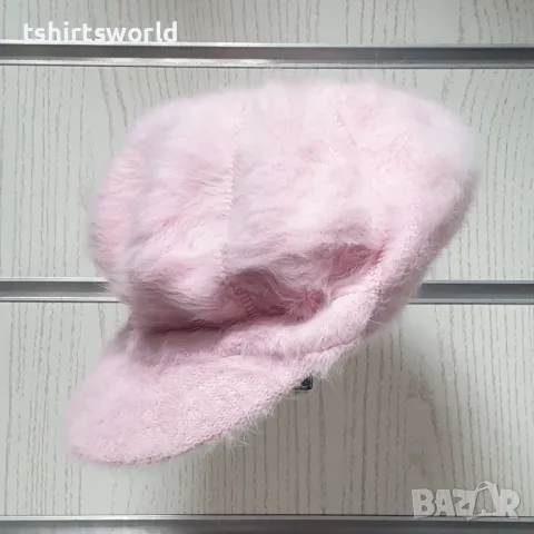 Нова зимна дамска пухена шапка baker boy в розов цвят, снимка 2 - Шапки - 48186427