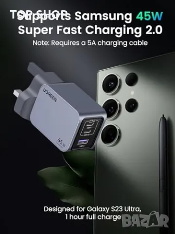 Ново UGREEN Nexode Pro 65W: Бързо 3-Портово USB C Зарядно, снимка 2 - Друга електроника - 49498201
