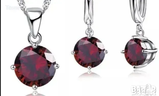 Сребърен Дамски Сет от Австрийски Кристал Нов, снимка 2 - Бижутерийни комплекти - 49531701