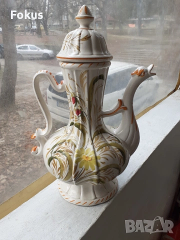 Уникат Огромен порцеланов ибрик кана - лебед, снимка 5 - Антикварни и старинни предмети - 53444727